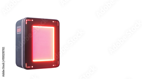 realistic 3D rendering of a parcel tracking device with a glowing screen, isolated on a white background photo