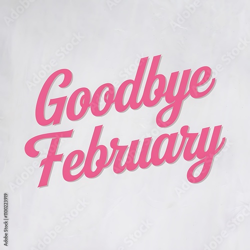 Goodbye February Pink Script Farewell Winter Month photo