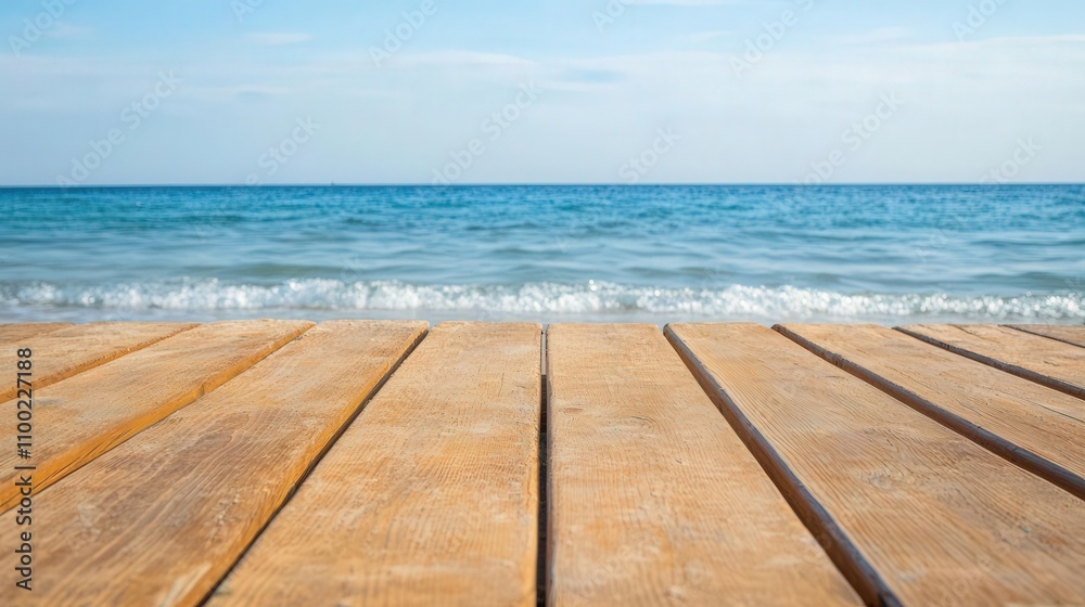 A boardwalk stretching out into the ocean, gentle waves below, peaceful and quiet A boardwalk stretching out into the ocean, gentle waves below, peaceful and quiet