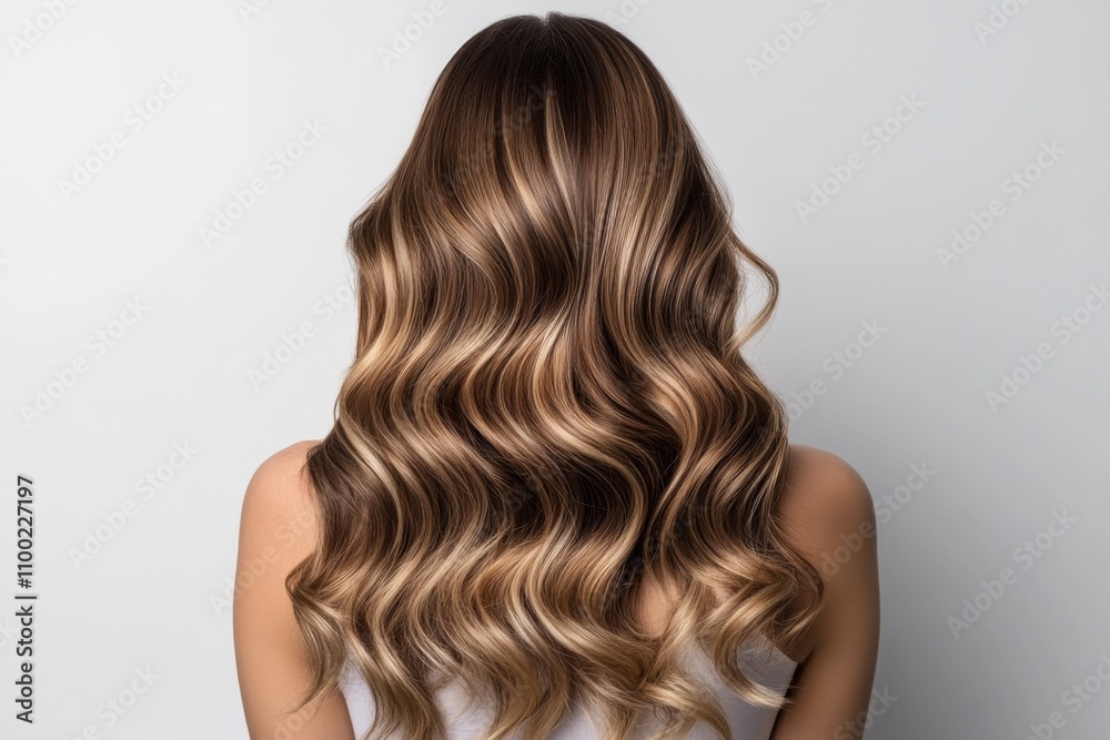 Naklejka premium A woman showcases her beautiful balayage highlights.