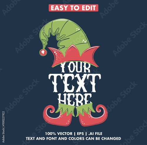 Personalized Custom christmas elf hat and boots Shirt vector design