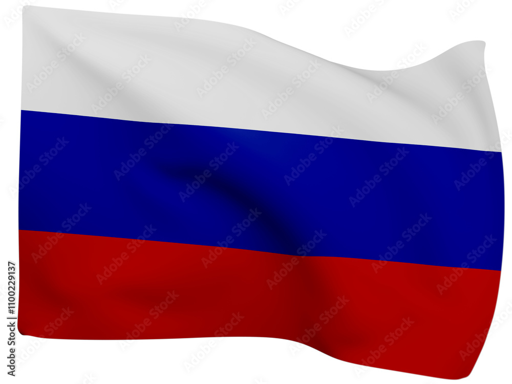 Fototapeta premium Rusia flag 3d isolated on white.