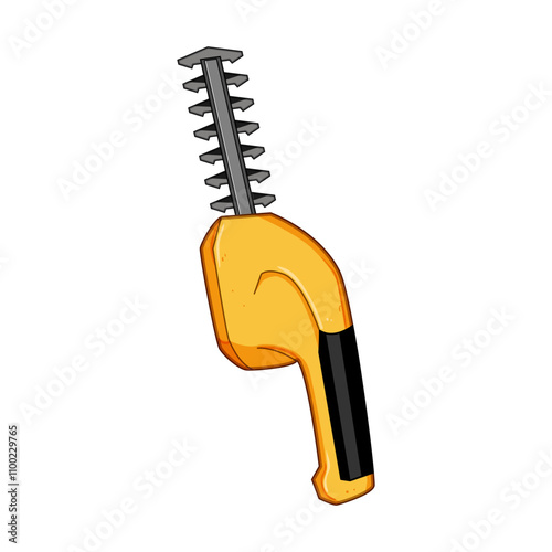 hedge tree trimmer cartoon. foliage canopy, trimming maintenance, safety equipment hedge tree trimmer sign. isolated symbol vector illustration