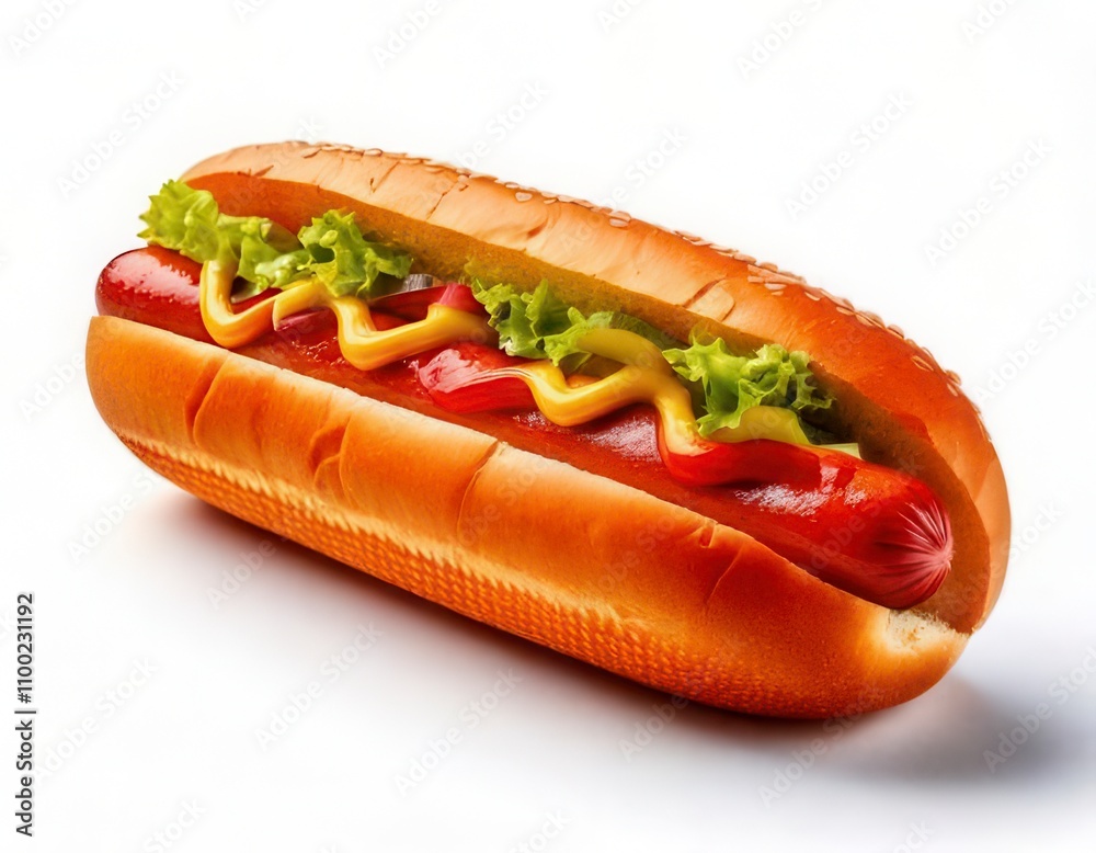 Hot Dog isolated on white background. Generated image Hot Dog isolated on white background. Generated image