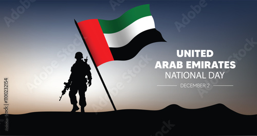 United Arab Emirates National Day 2 December solider with flag vector poster