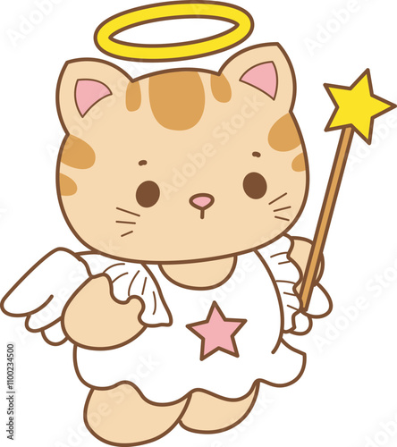 Illustration of cute kitty Christmas icon.
Funny Christmas cat in daily activities elements.
