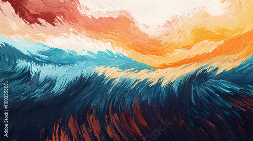 Barren land rendered in abstract expressionism style, employing bold brushstrokes and vivid colors to express the stark, emotional nature of the landscape. Expressionism. Illustration
