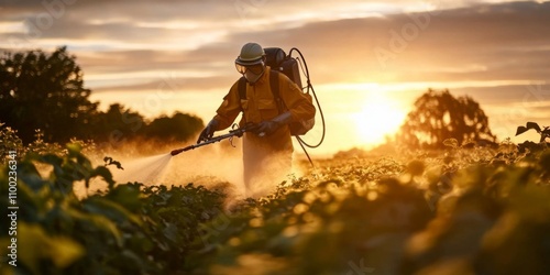 Spraying pesticide on crops is a vital agricultural practice for managing pests.