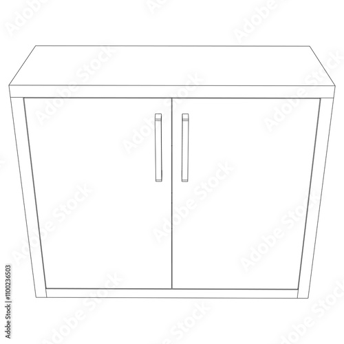 Modern Buffet Cabinet Vector Illustration in Line Art. Ideal for Home Decor, Coloring Books, and Interior Design Concepts