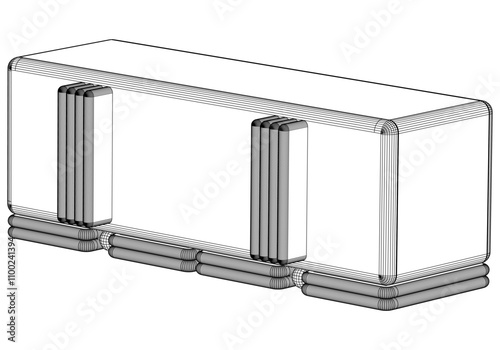 Modern Buffet Cabinet Vector Illustration in Line Art. Ideal for Home Decor, Coloring Books, and Interior Design Concepts