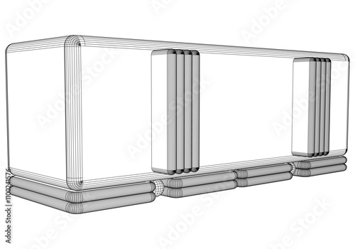 Modern Buffet Cabinet Vector Illustration in Line Art. Ideal for Home Decor, Coloring Books, and Interior Design Concepts