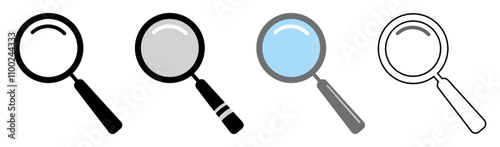 Simple magnifier lupe sign symbol. Magnify glass search vector icon. Search icon button. Loupe vector icon set isolated on white background. vector illustration.