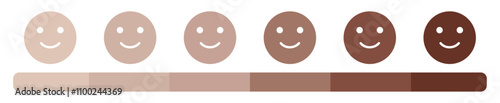 Human skin tone color palette set isolated. Human skin tones vector icon set. Skin tones emoji style. Different types human skin. Flat design. Vector illustration.