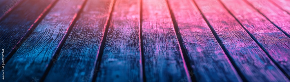 Fototapeta premium Colorful wooden plank surface abstract background digital art modern aesthetics low angle view vibrant design concepts