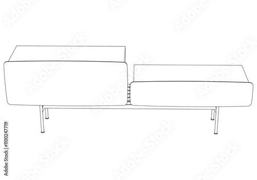 Sideboard Outline Illustration Featuring Buffet Cabinet Design. Perfect for Home Decor, Coloring, and Creative Design Work