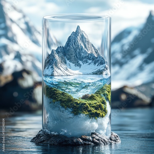 Tall Glass: Encapsulated Peaks in Modern Art photo