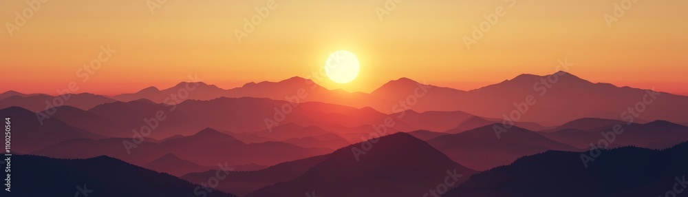 Obraz premium Breathtaking sunrise over mountain range nature landscape photography tranquil environment panoramic view serenity concept
