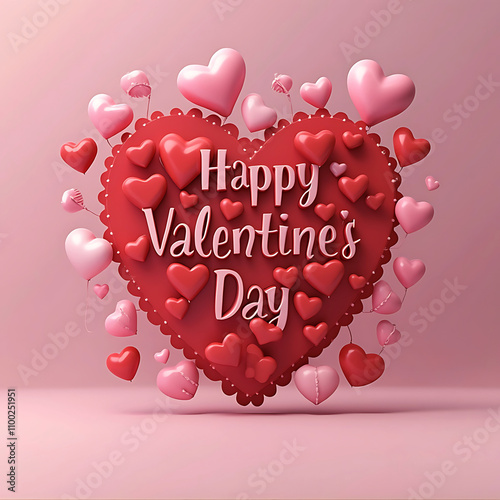Romantic 3D Heart Illustration for Valentine's Day Celebrations