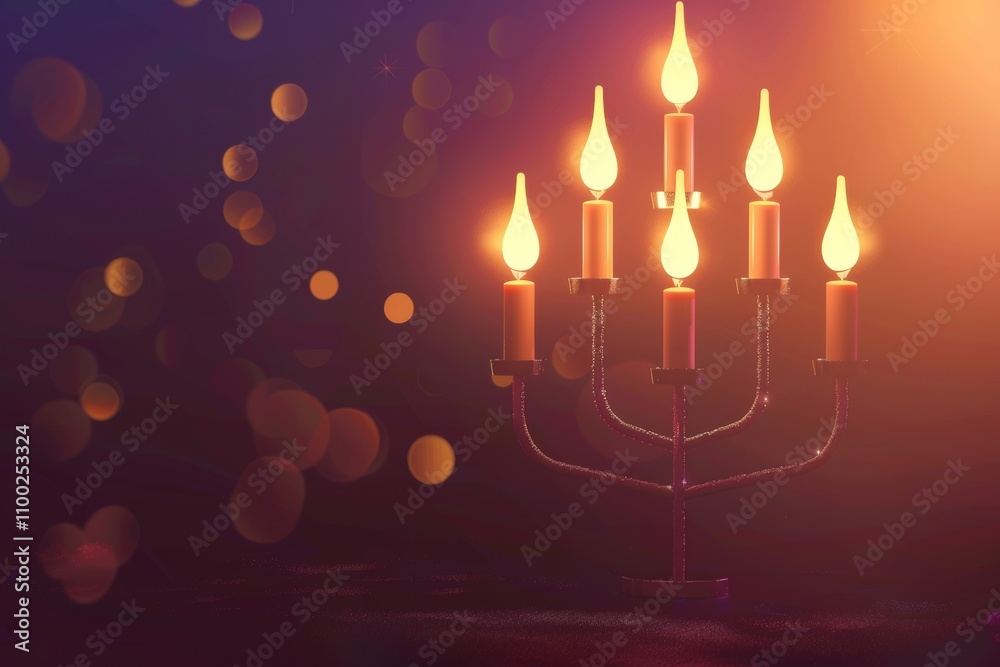 Fototapeta premium Warm candlelit candelabra with bokeh lights