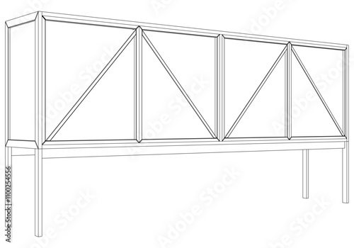 Sideboard Outline Illustration Featuring Buffet Cabinet Design. Perfect for Home Decor, Coloring, and Creative Design Work