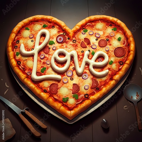  giant heart-shaped pizza