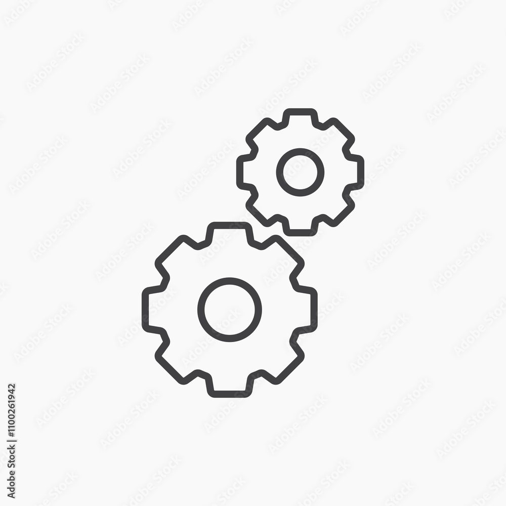 Fototapeta premium Gears thin line vector icon.