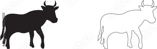 Bull vector silhouette isolated on white background.