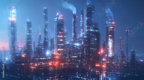 Wallpaper Mural Future holographic factory. Holographic. Illustration Torontodigital.ca