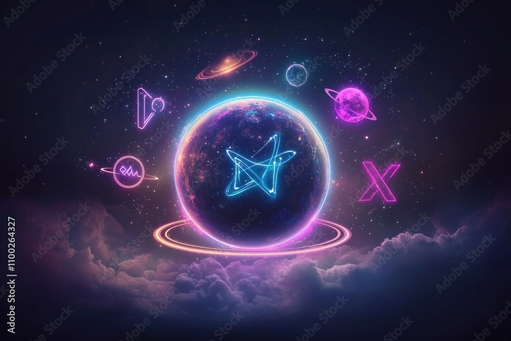 Obraz premium Cosmic exploration event digital universe graphic art abstract space futuristic view interstellar concepts for seo impact