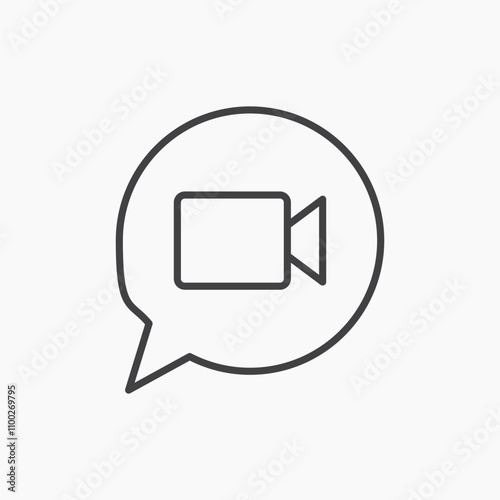 Video call thin line vector icon.