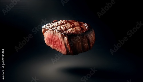 Ai generative, A Culinary Marvel The Levitation of Steak