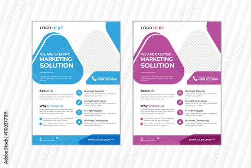 a bundle of 2 templates of different colors a4 flyer template,modern business flyer template & perfect for creative professional business, editable.