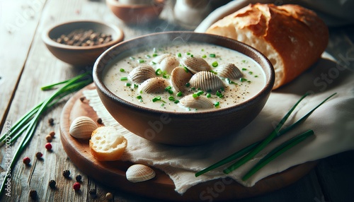 AI generative, Warm Bowl of Comfort Clam Chowder