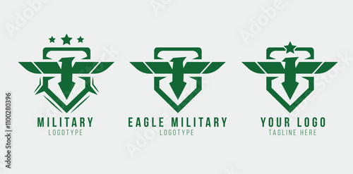 WebEagle Tactical Logo, Bird Military Logo Concept, Green Color