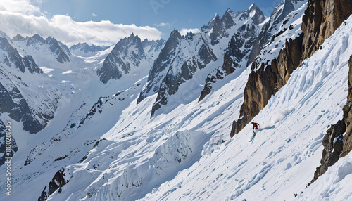 Descente en ski sur les pentes alpines photo