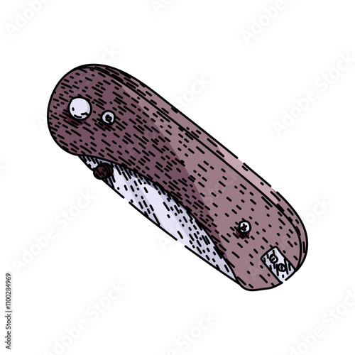 utility pocket knife hand drawn. edc tactical, multi sharp, compact durable utility pocket knife vector sketch. isolated color illustration