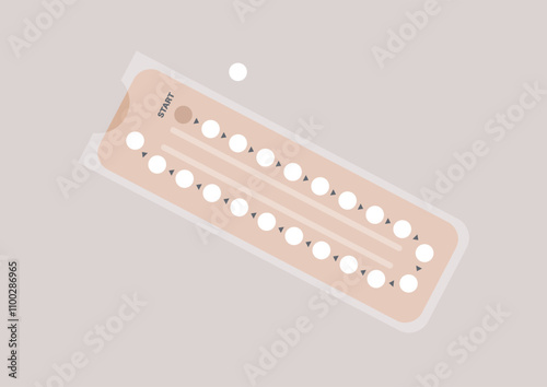 A pack of contraceptive pills lies on a gentle surface, symbolizing personal health choices, Its layout emphasizes the routine of daily intake, promoting awareness of reproductive options