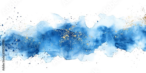 Watercolor Background Drawn by Brush: Soft Blue Paint Strokes Blending Seamlessly, Creating a Calm and Artistic Texture for Creative or Decorative Use