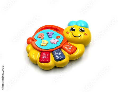 Children's musical toy piano on a white background 