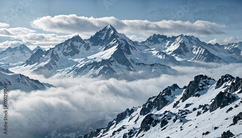 Sommets majestueux sous les nuages photo