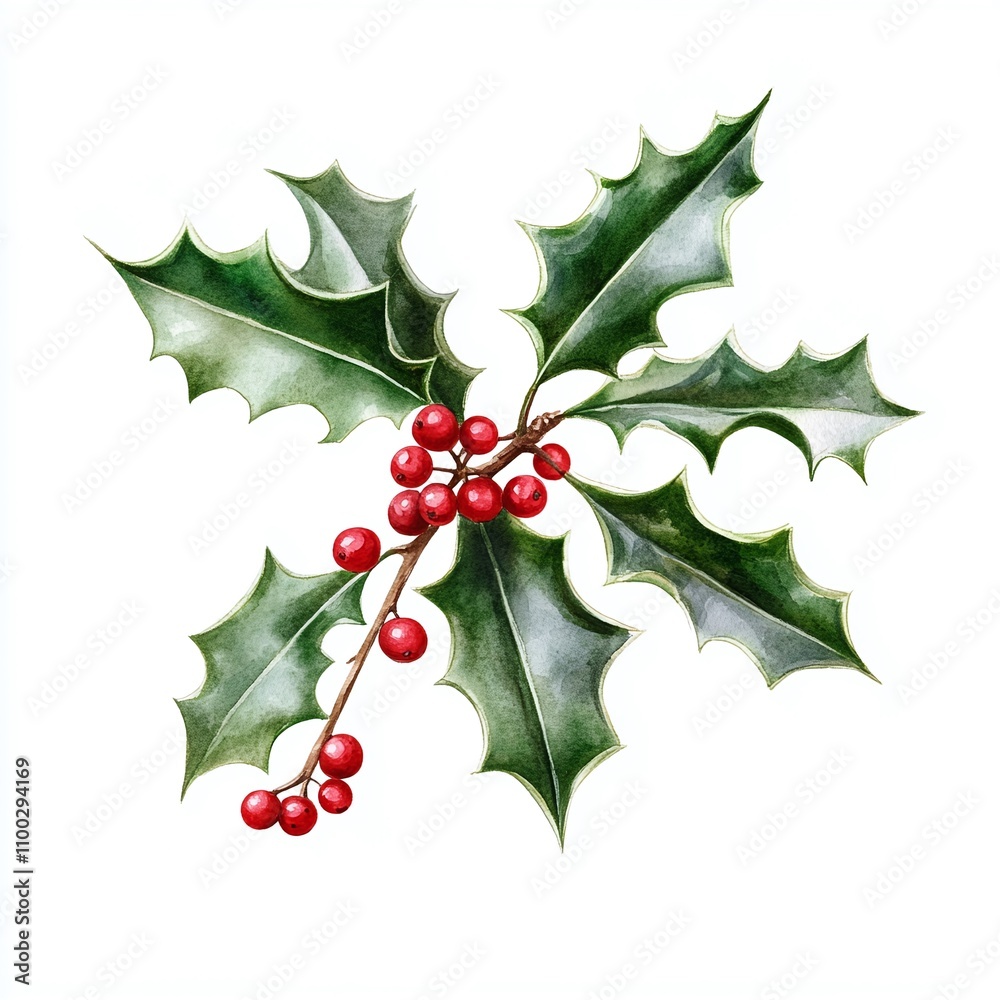 Fototapeta premium holly leaves berries christmas winter spirit cheer and festive ambiance.