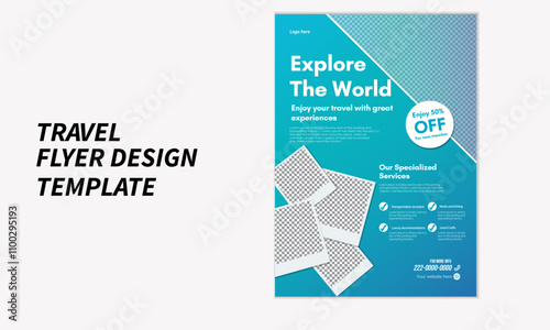 Creative travel or holiday flyer template design layout, 
Modern Travel Flyer Template Design 


