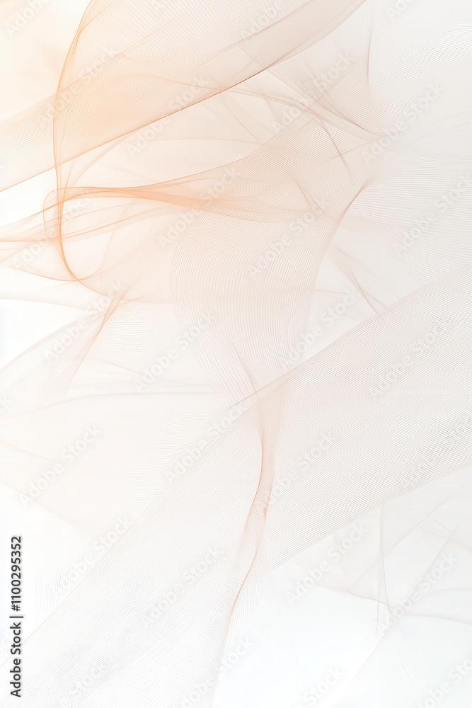 Obraz premium Gentle floating patterns blending into rhythmic arcs create serene atmosphere. This abstract image features soft, flowing lines in warm tones, evoking sense of calm and tranquility
