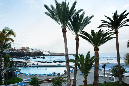 Paisaje del Puerto de la Cruz con el lago Martianez. photo