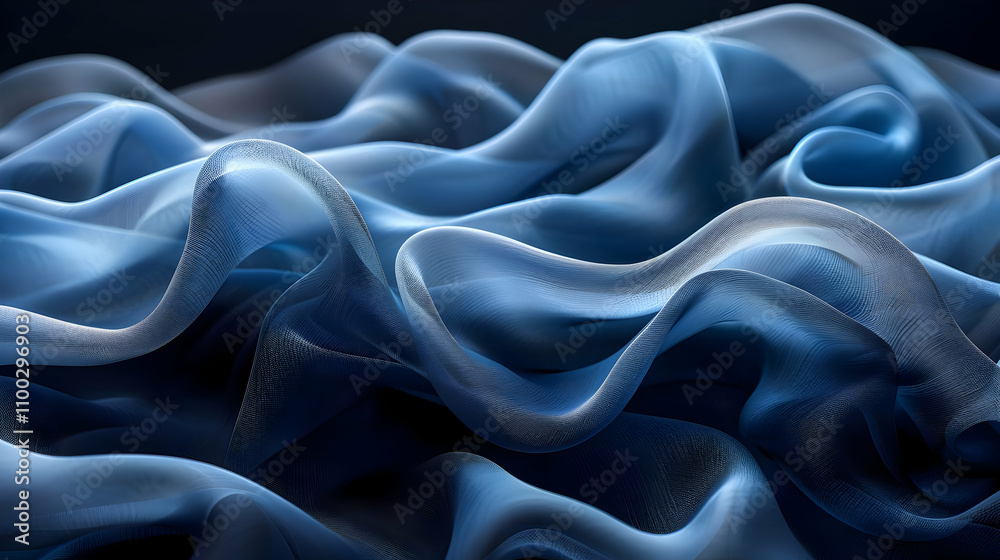 Obraz premium Abstract Blue Fabric Waves 3D Illustration