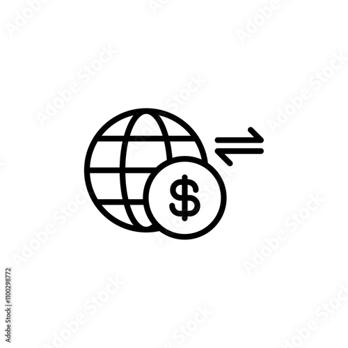 International money transfer icon Outline vector for web ui