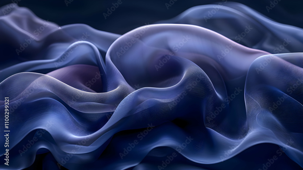 Obraz premium Abstract Blue Wavy Texture - 3D Illustration