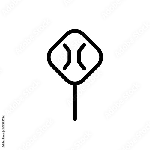 Narrow bridge ahead icon Outline vector for web ui