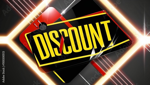 Bold discount banner with neon elements and modern design