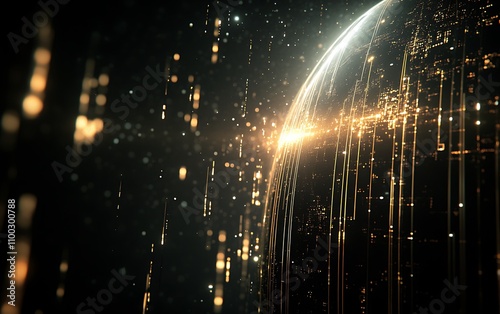 Dynamic technology background vector showcasing a futuristic digital landscape with glowing elements